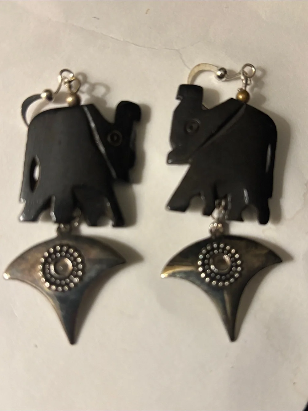 Wooden Elephant Earrings, Handcrafted